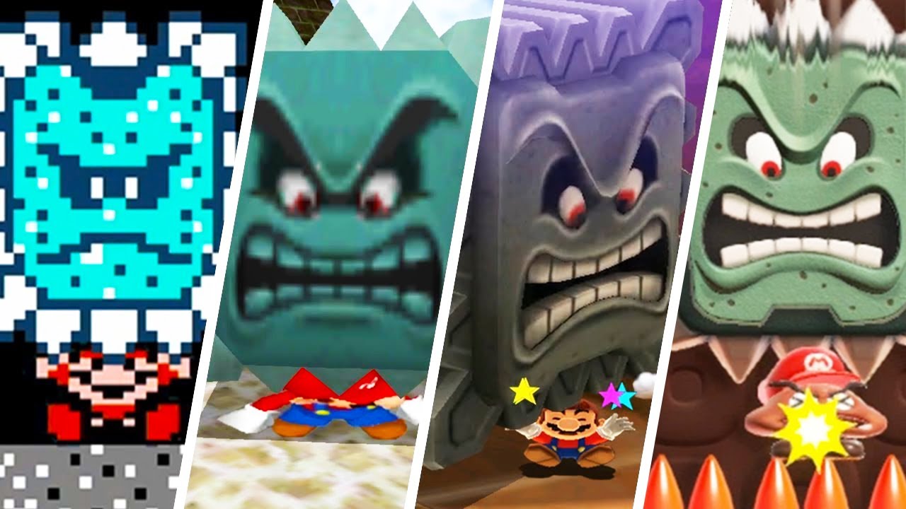 Evolution of Mario Getting Crushed by Thwomps (1988-2023)