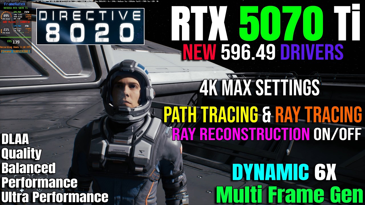 Directive 8020 New NVIDIA 596.49 Drivers | 4K Path Tracing & Ray Tracing Dynamic Multi Frame Gen 6X