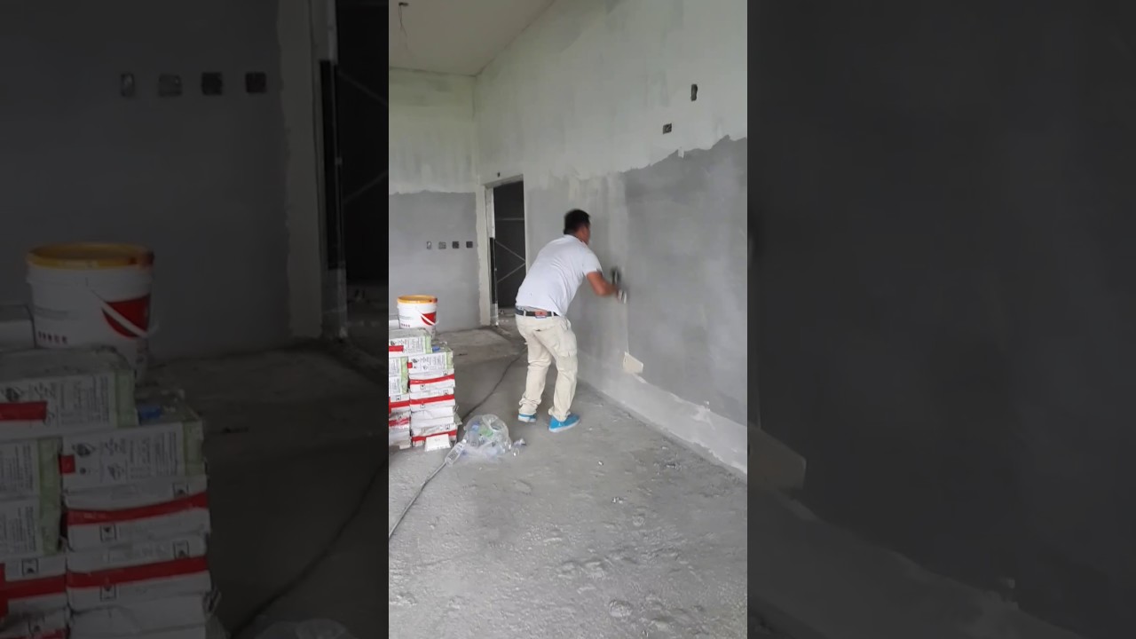 牆面批土 施工影片