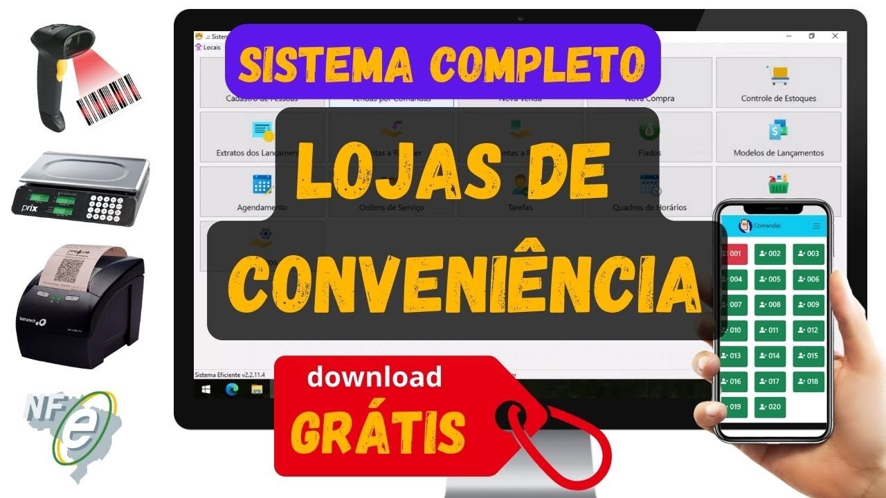 SISTEMAS PARA LOJAS DE CONVENIÊNCIA: VENDAS COM COMANDAS, ESTOQUE, FINANCEIRO, NOTA FISCAL E MAIS