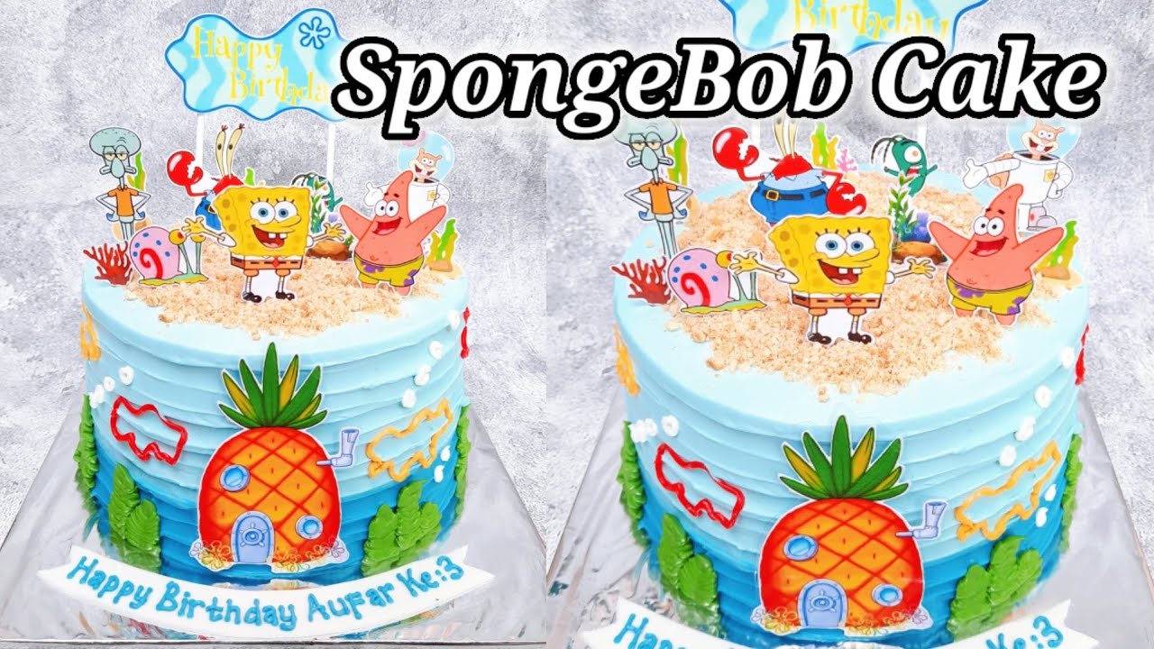 SpongeBob Cake | Tanpa Spuit, Menghias Cake Paling Mudah Untuk Pemula