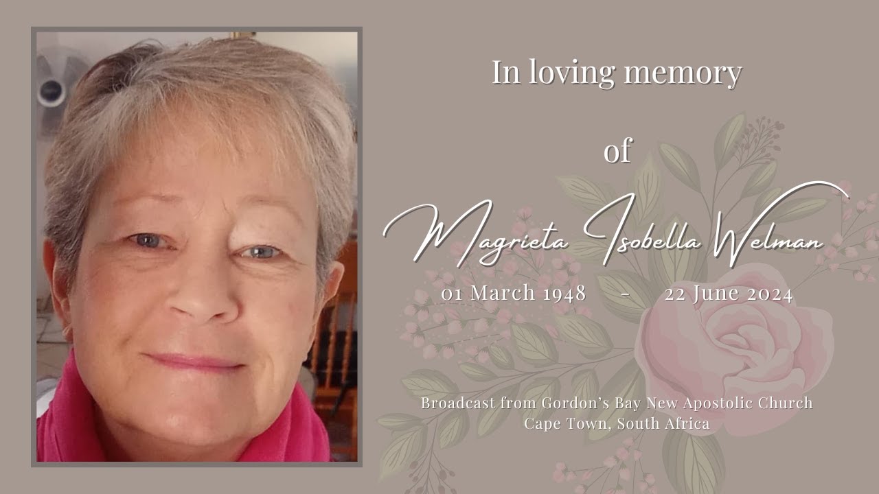 The Memorial Service of Magrieta Isobella Welman - Saturday, 6 July 2024 at 10:00 AM