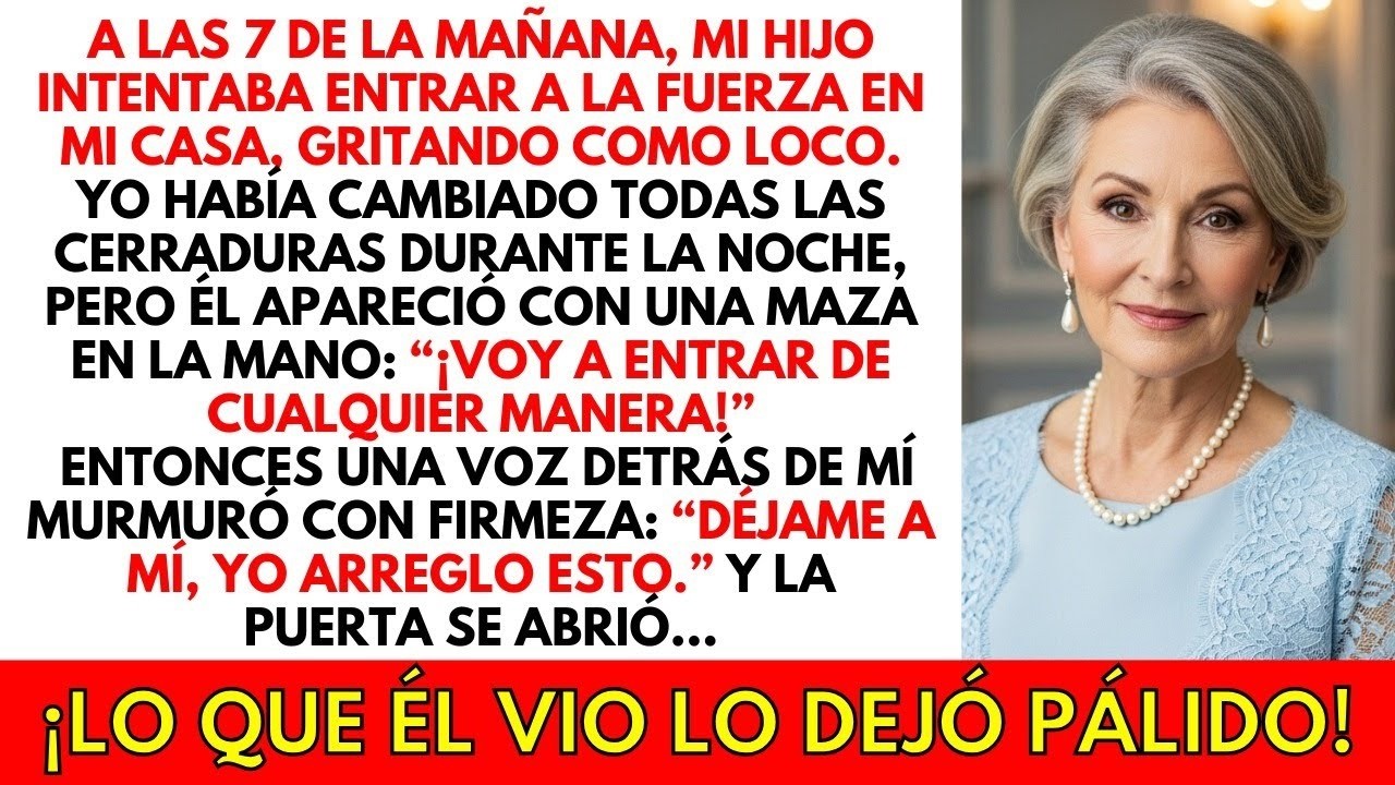 Mi hijo quería derribar la puerta… pero cuando la abrí y vio quién estaba detrás de mí, palideció.