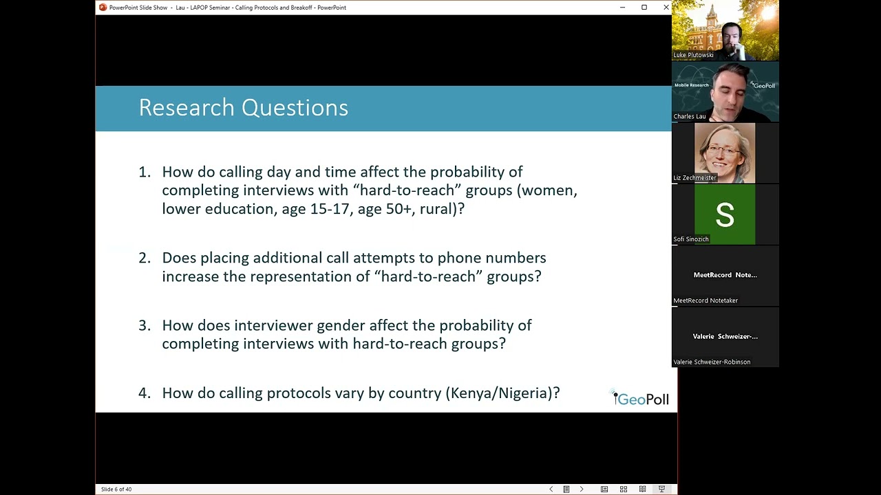 Workshop on International Survey Methods: Charles Lau