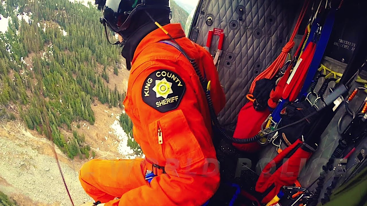 Helicopter Rescue of Injured Hiker From Lake Melakwa (Helmet Cam)