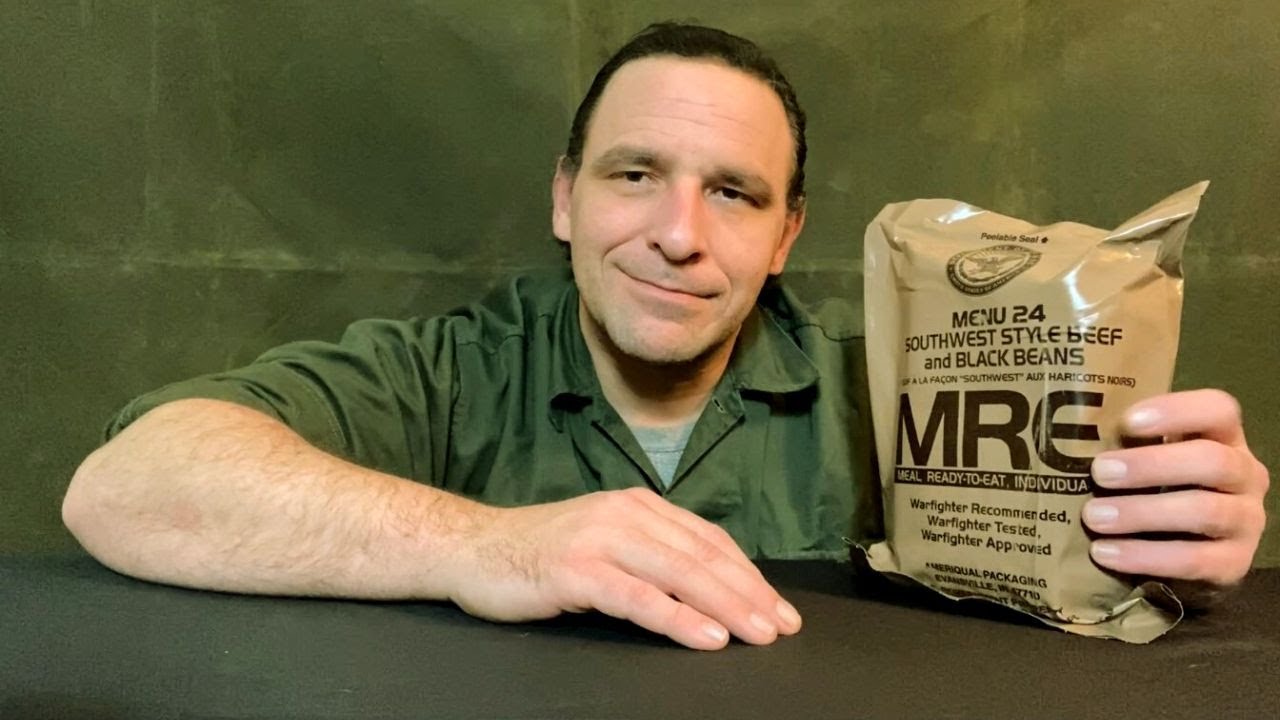 ASMR- U.S. MRE Southwest Style Beef & Black Beans(Menu 24) Unboxing/Mukbang
