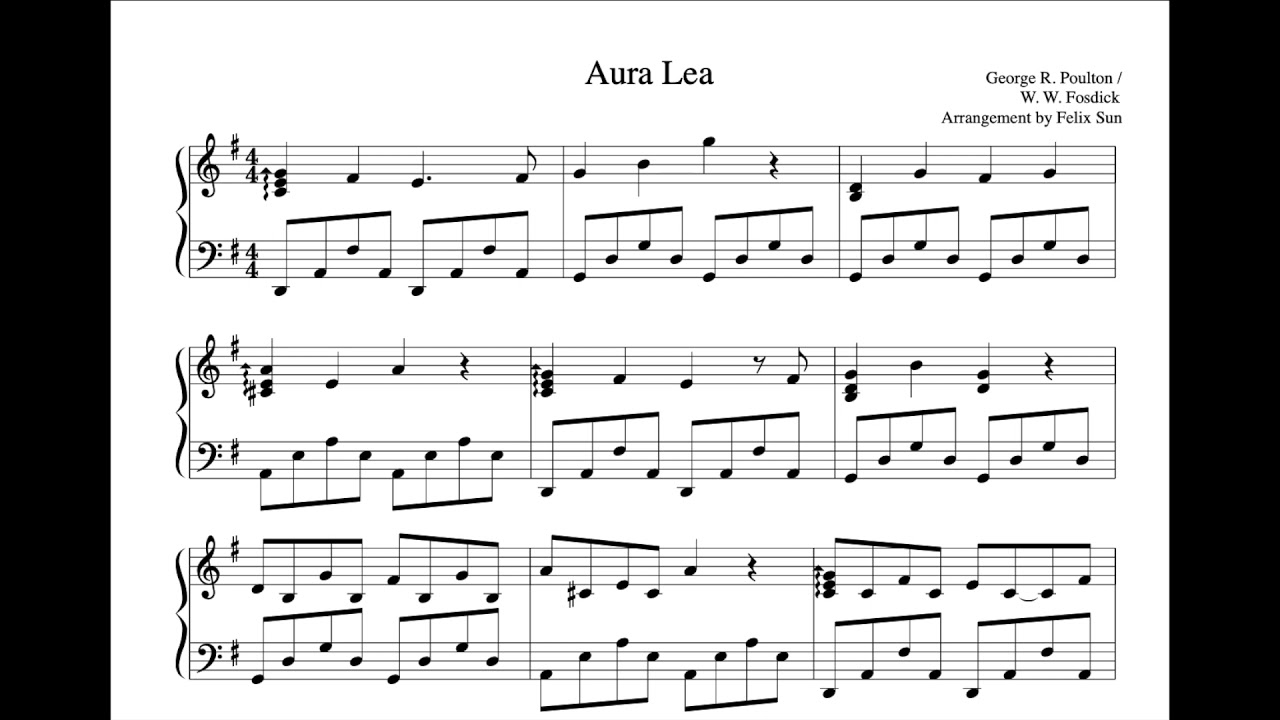 Aura Lea (Love Me Tender) | Beautiful Piano Sheet Music