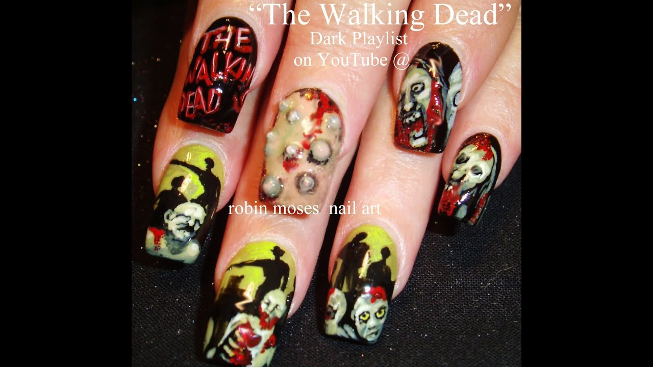 Nail Art Tutorial | Zombie Nails!!! | Walking Dead Nail Art Design