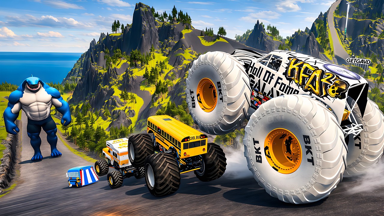 Epic High Speed monster trucks jumps stunts & crashes #18 | BeamNG Drive BMNG LAVA