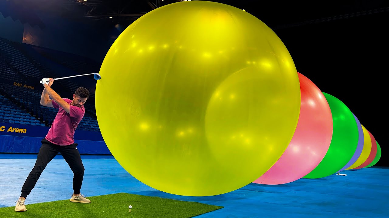 How Many Giant Balloons Stops A Golf Ball??