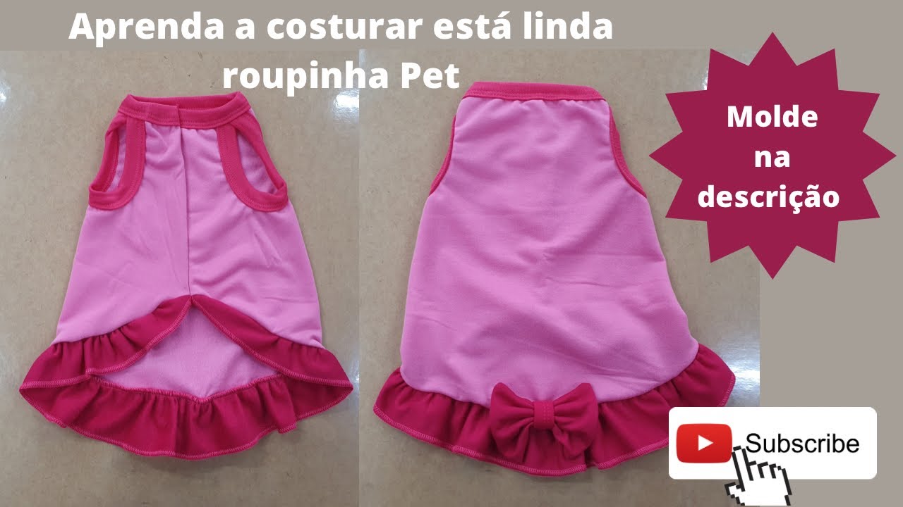 Como costurar vestido roupa de cachorro fêmea - Molde na descrição #tutorial