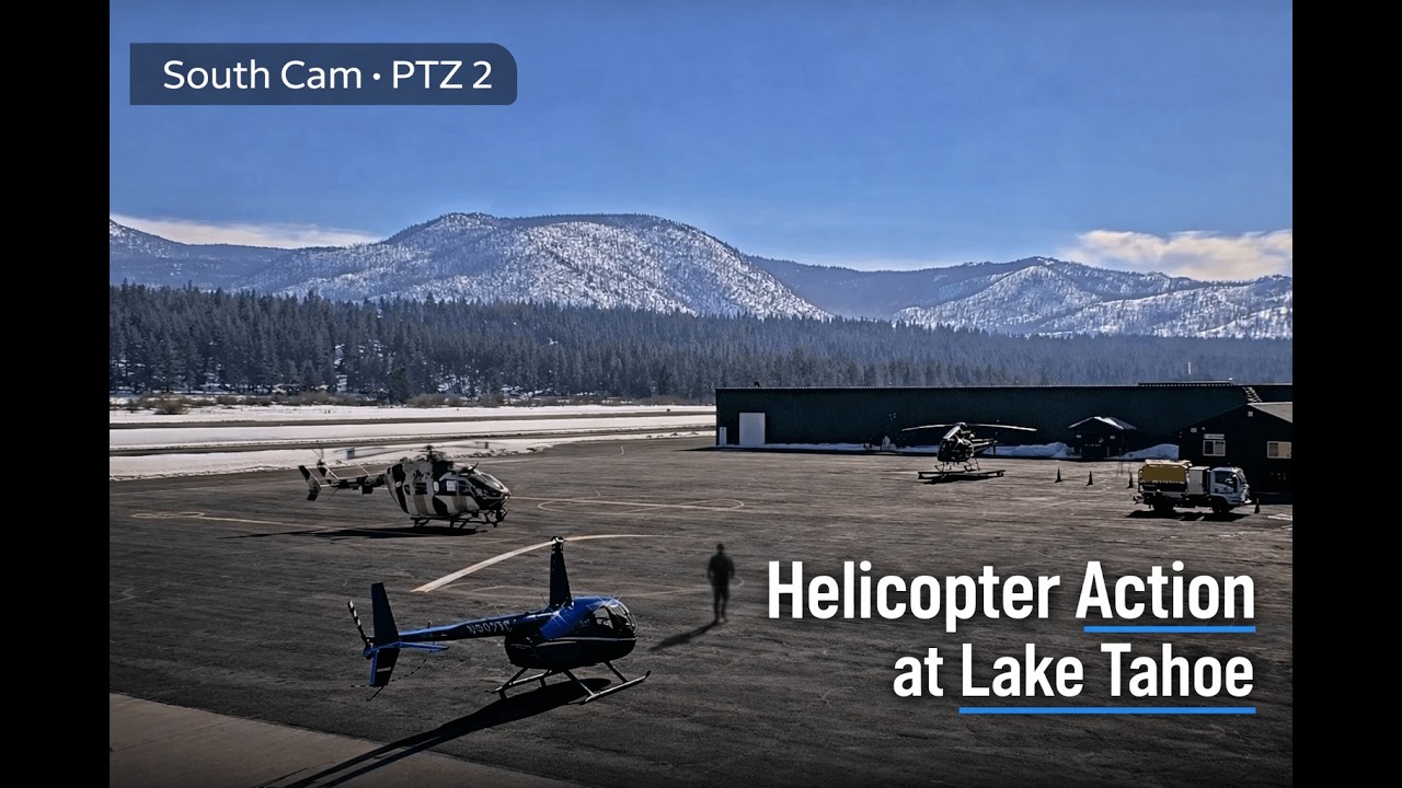 Helicopter Action at Lake Tahoe Airport ✈️ Snowy Sierra Timelapse