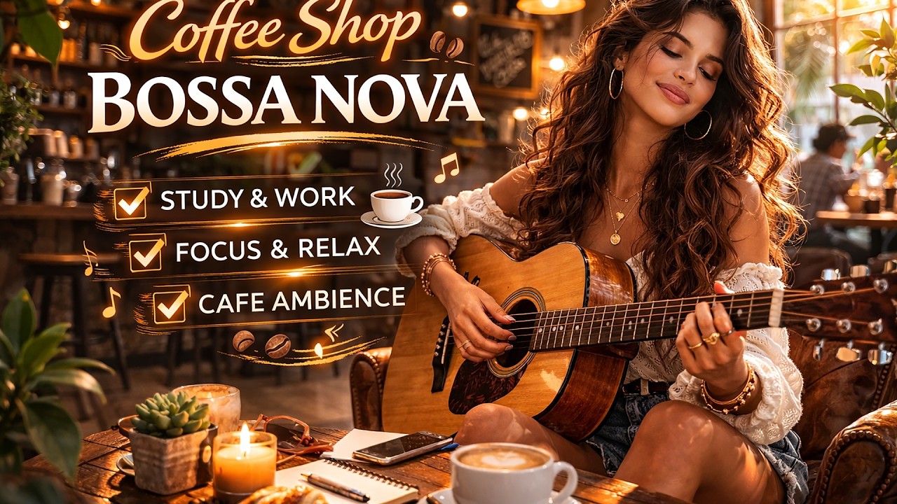Golden Sunset Bossa Nova 🌅 Smooth Brazilian Jazz Cafe Music for Relax & Study