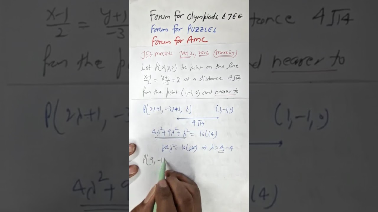 JAN 22 2026 M Let P(alpha, beta, gamma) be the point on the line (x-1)/2 =(y+1)/(-3)=z..