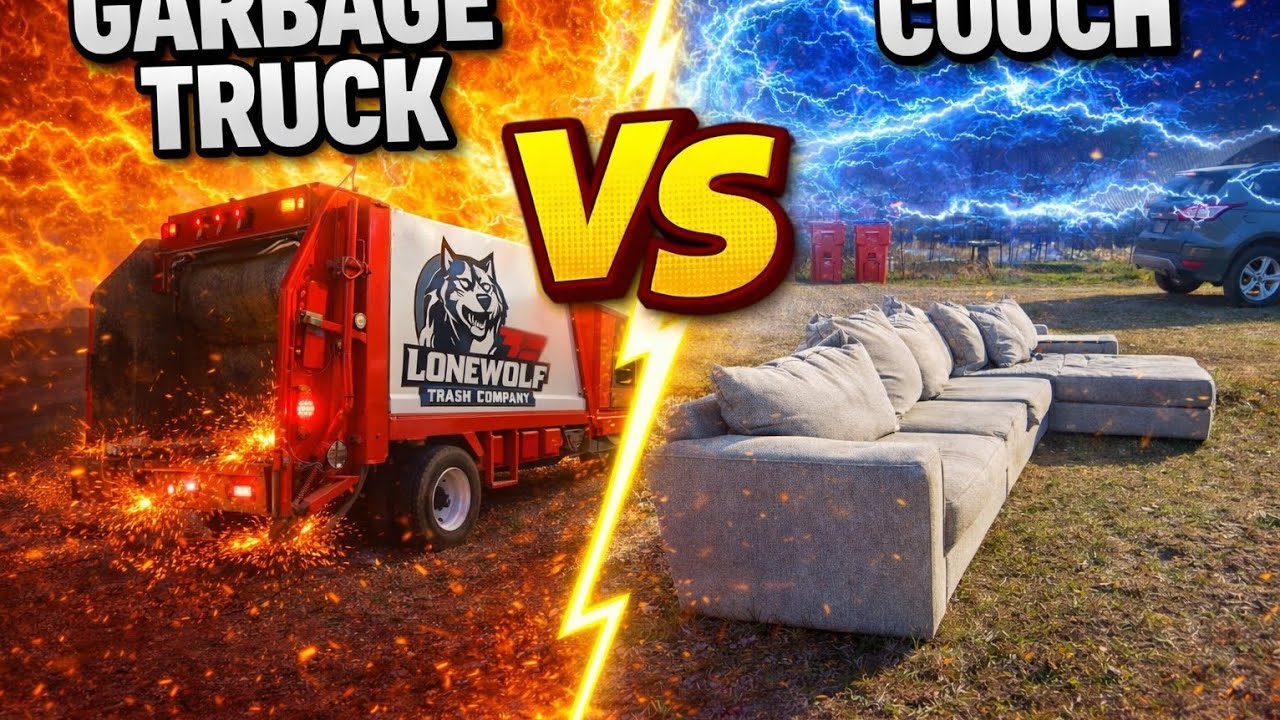 ASMR Garbage Truck Crushing Large Couch 🛋️💥 Satisfying Compactor Pressure & Frame Pops