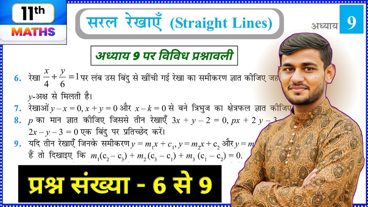 Class 11 Maths Chapter 9 Vividh prashnawali Q6 to 9 Solution | सरल रेखाएँ विविध प्रश्नावली | Ncert