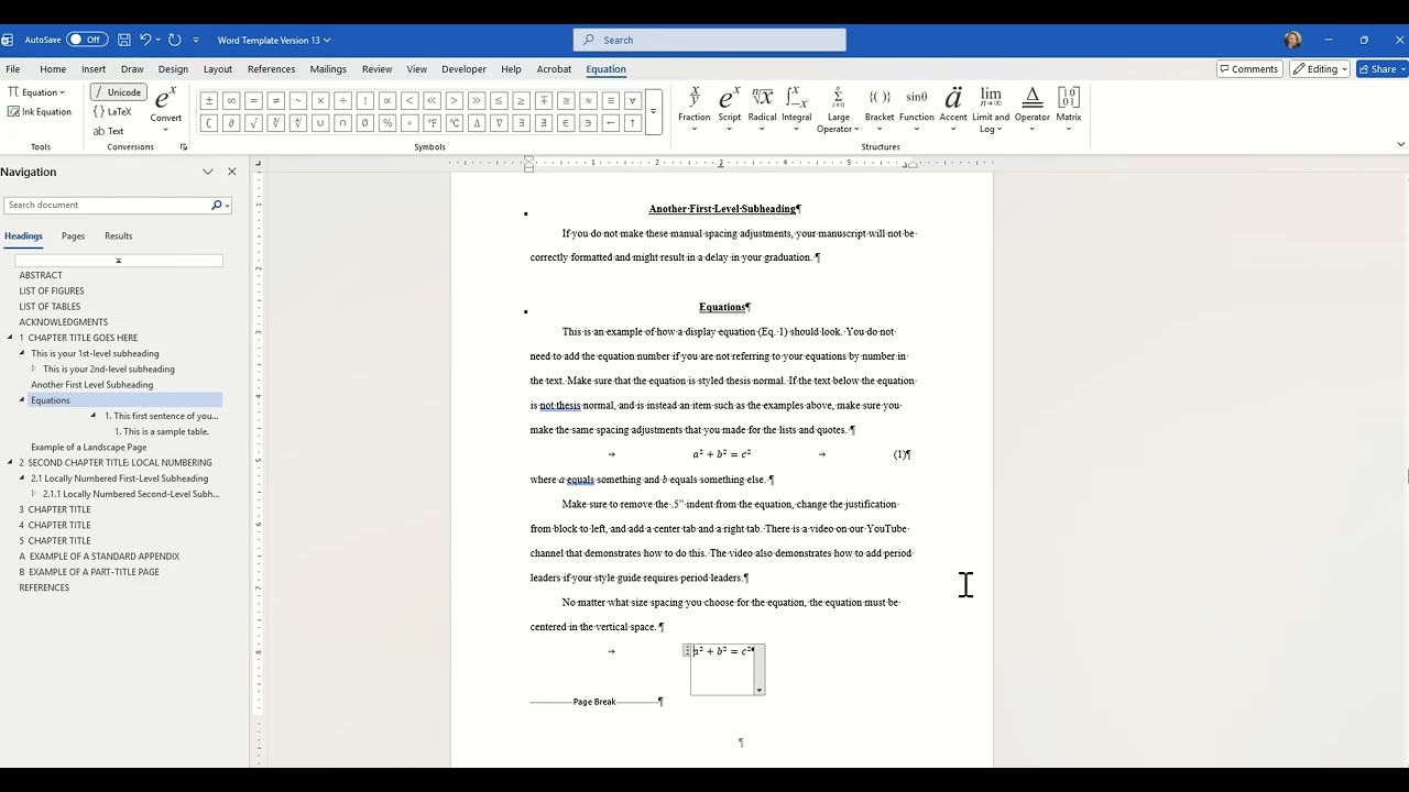 Centering Equations