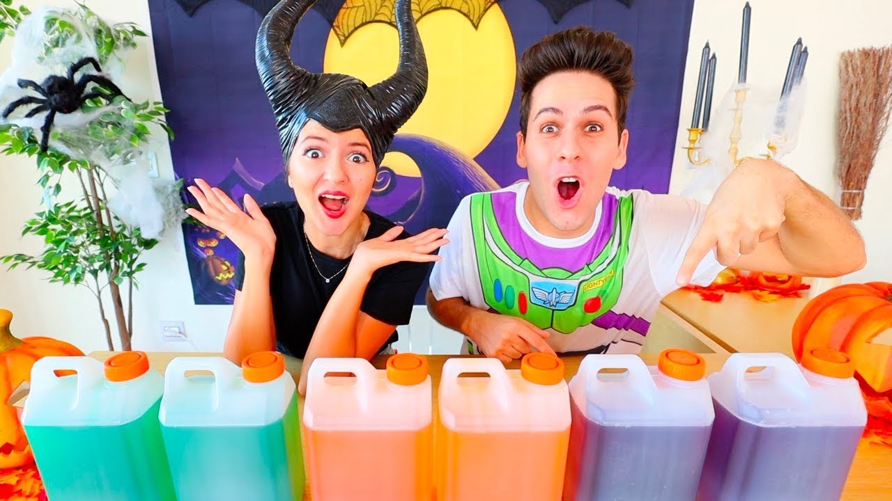 3 COLORI DI COLLA SLIME CHALLENGE DI HALLOWEEN!!