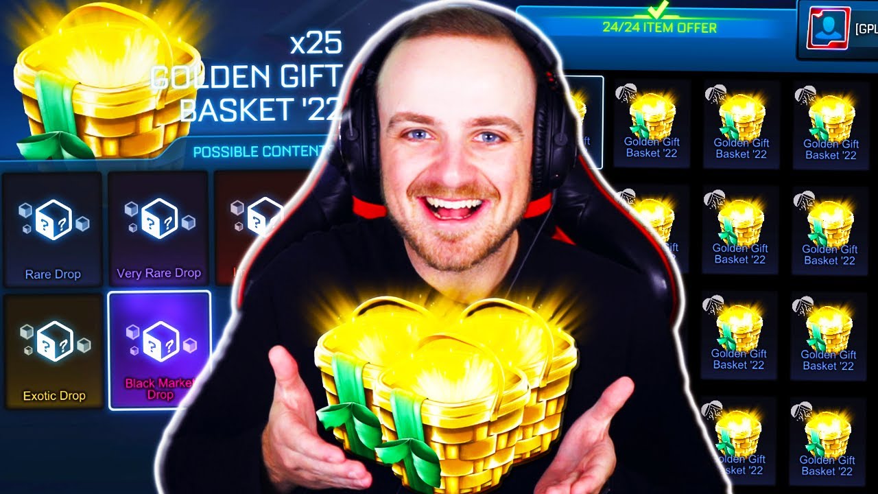 *СОВЕРШЕННО НОВИНКА* Откройте 25 золотых подарочных корзин в Rocket League *МНОГО РАСКРАШЕННЫХ ЭК...
