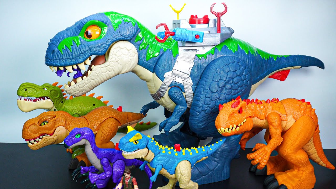 7 DINOSAURS: BIG T-REX BATTLE INDOMINUS REX, GIGANOTOSAURUS, CARNOTAURUS - TOYS ASMR - DK 251031