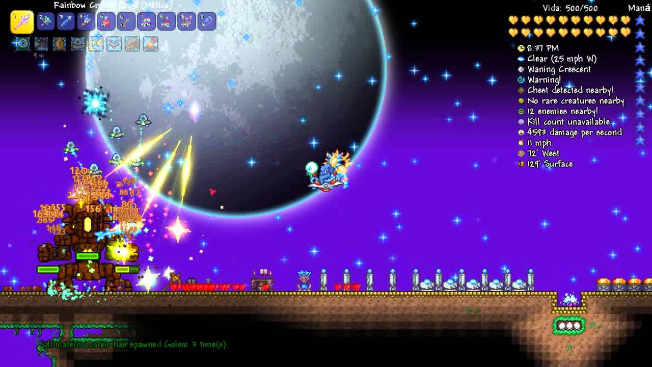 Matando a la plantera y 4 golems con la clase invocador