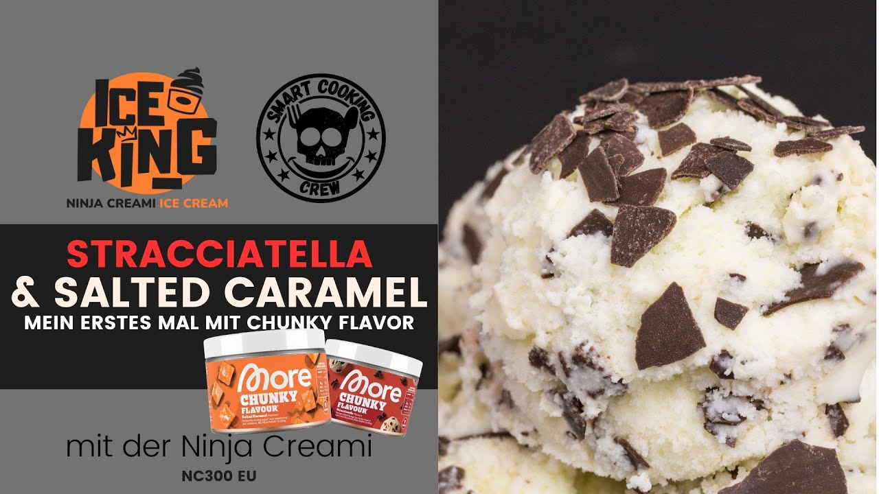 Ninja Creami Chunky Eis (Stracciatella und Salted Caramel) Eismasse herstellen