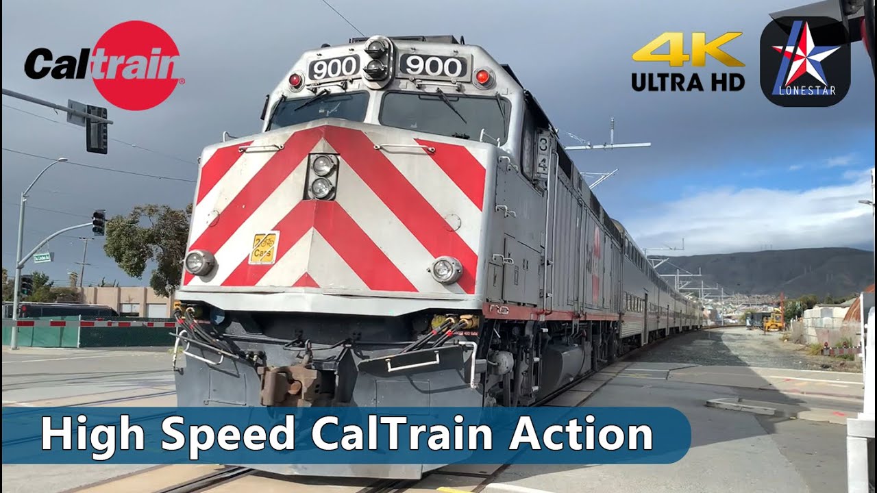 [4K60] High Speed CalTrain Action at S. Linden Ave. | CalTrain | San Francisco