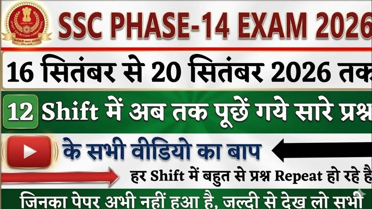 SSC PHASE 14 Question Paper 2026 | SSC PHASE 14 All Shift GK Questions | PHASE 14 Exam Analysis 2026