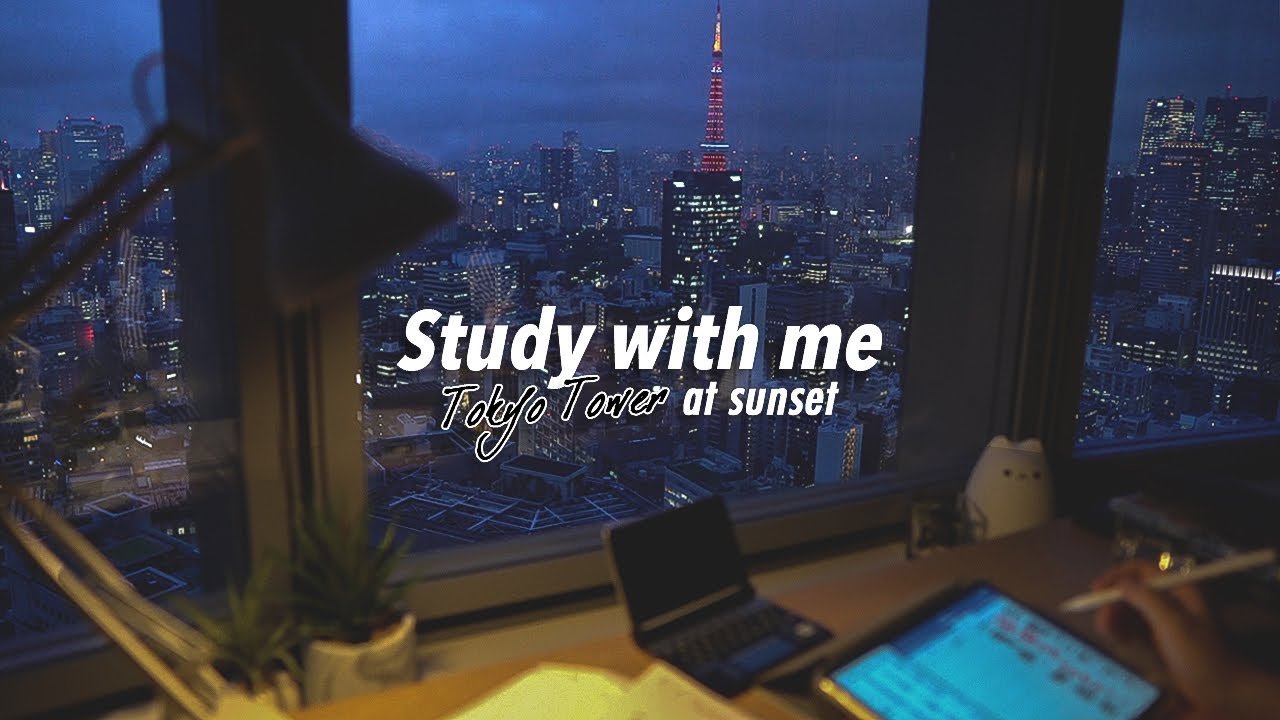🗼Tokyo at SUNSET 🌆STUDY WITH ME | Спокойное фортепиано + Яблочный карандаш | 2 часа (2x60mins)