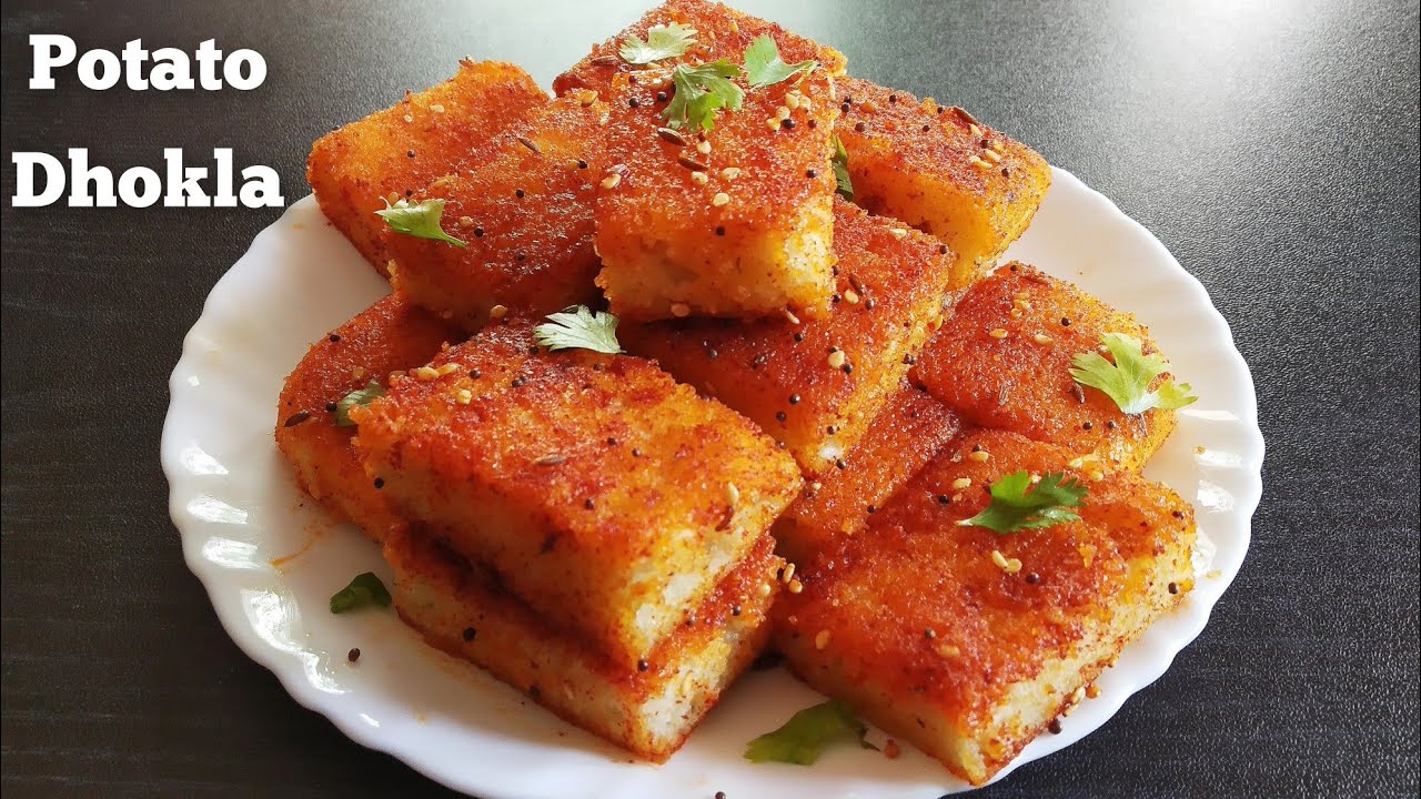 Raw Potatoes Snacks Potato Dhokla Aloo Dhokla  Bateta na Dhokla Masala Dhokla Recipe Unique Easy HMF