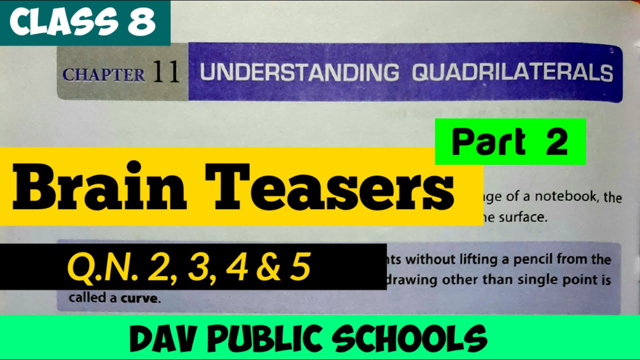 DAV class 8 maths chapter 11 Brain Teasers part 2 Q.N. 2, 3, 4 & 5