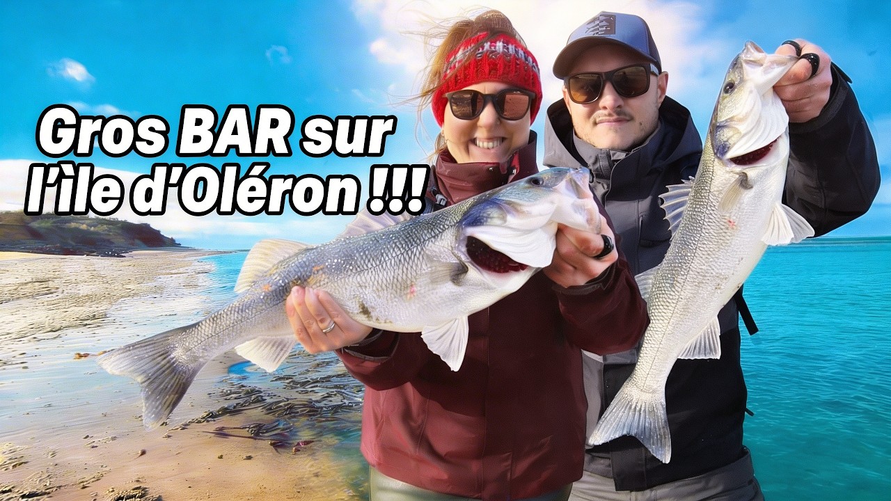 P&ecirc;che sur l'&icirc;le d'Ol&eacute;ron !!! Ma femme attrape un gros BAR !!!