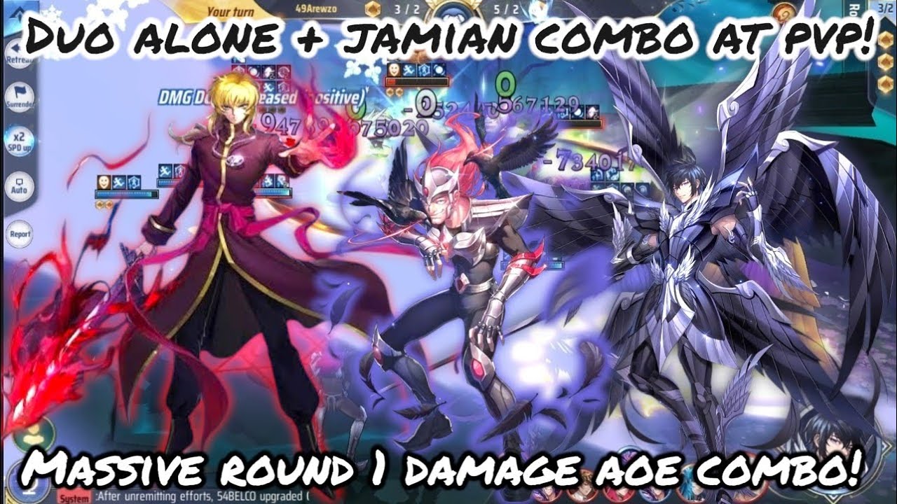 Saint Seiya: Awakening (KOTZ) - Duo Alone + Jamian Combo at PvP! Massive Broken Damage AOE Combo!