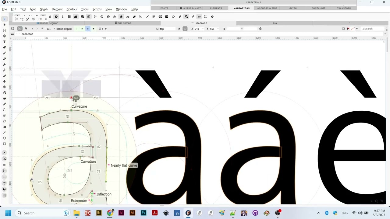 FontLab 8.  Position anchors for gravecomb and acutecomb