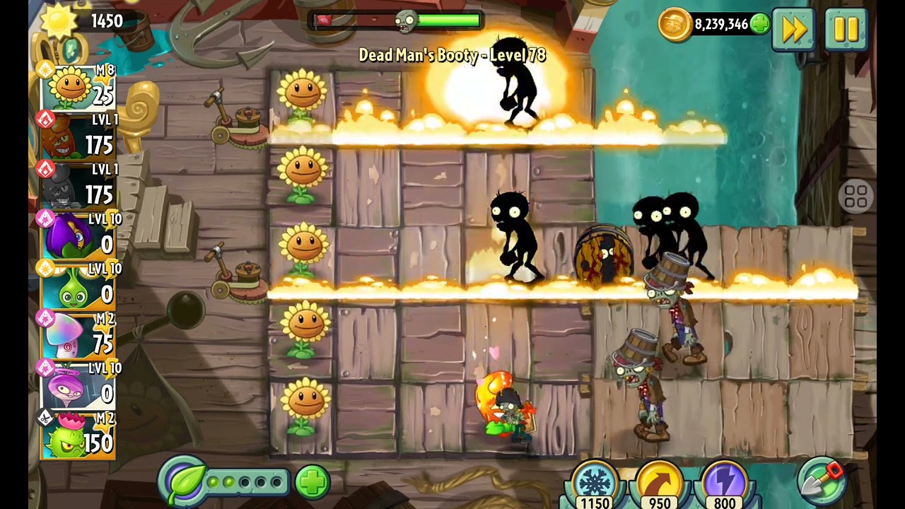Plants Vs Zombies 2: Dead Man's Booty level 78 #zombies #games #plantsvszombies #pvz #jump