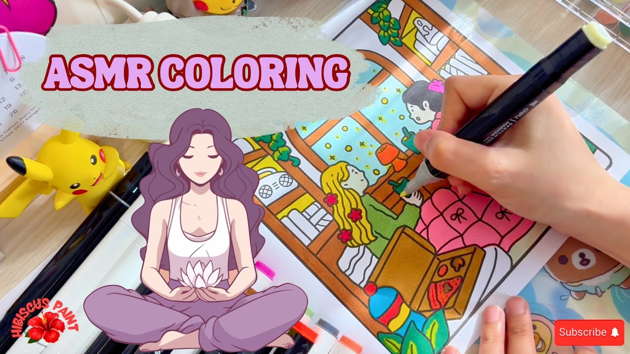 ASMR Coloring Cozy Night Scene 🌙 Relaxing Marker Sounds