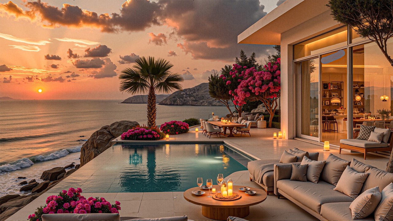 Romantic Jazz Fill The Air Amidst The Cozy Sunset Seascape &ndash; Gentle Jazz Helps To Calm The Emotions