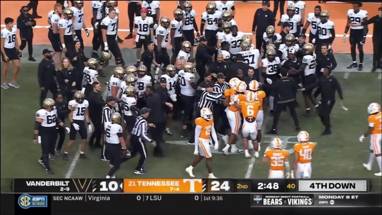 Tennessee vs Vanderbilt fight (Full Sequence) 2023 College Football ￼￼