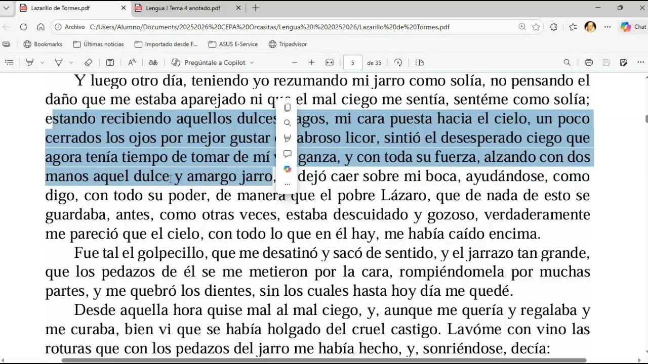 Lectura comentada del Lazarillo de Tormes (3) - Tratado primero 2 (Lengua I ESO Adultos 2026)