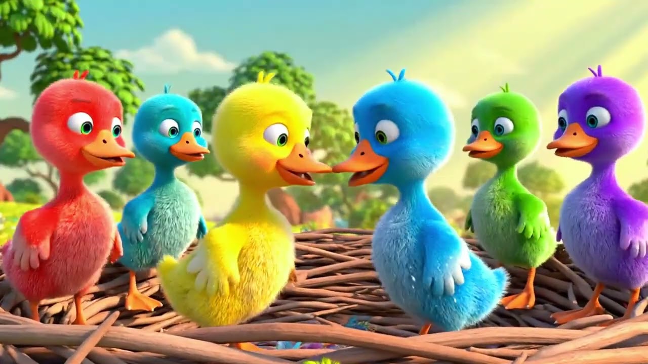 Five Little Ducks Song for Children | Classic Counting Rhyme in Bright 3D Cartoon