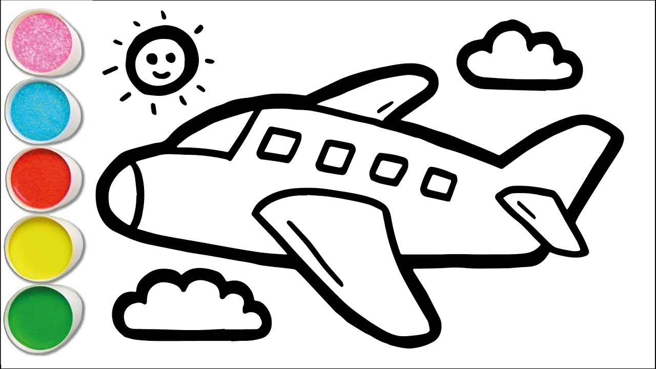 aeroplane drawing Painting And Coloring for Kids and Toddlers || Drawing Easy for Children and kids