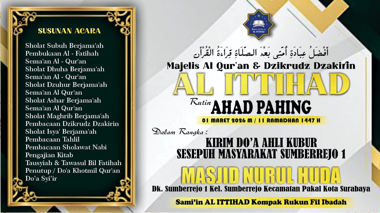 🔴LIVE-Majelis Al Qur'an & Dzikrudz Dzakirin 