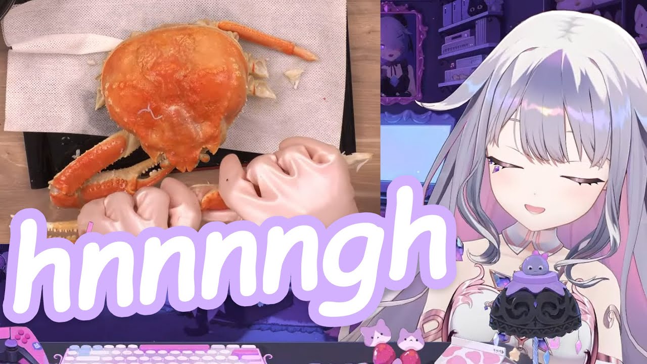 Cute Biboo noises struggling to break crab claws