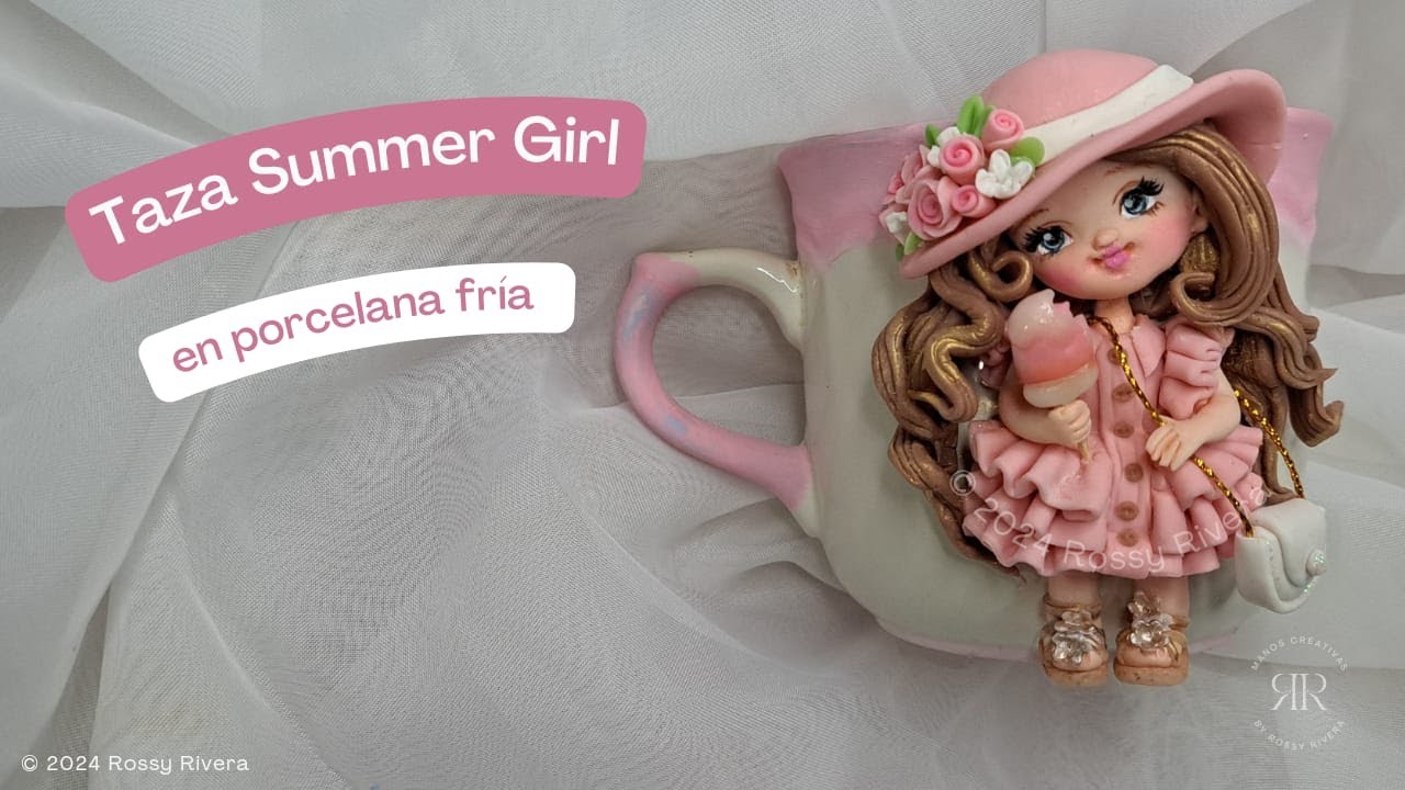 Taza Summer Girl en porcelana fría | Manos Creativas by Rossy Rivera