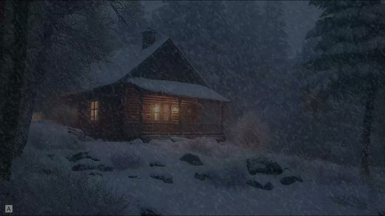 Quiet Cabin Nights 🌨️ Wind and Snow Outside, Cozy Winter Ambience for Deep Relax & Sleep