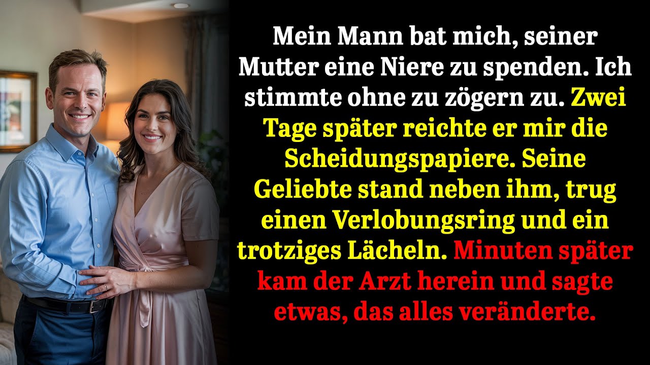 Ich spendete seiner Mutter eine Niere – zwei Tage später kam er mit Scheidung und Geliebter