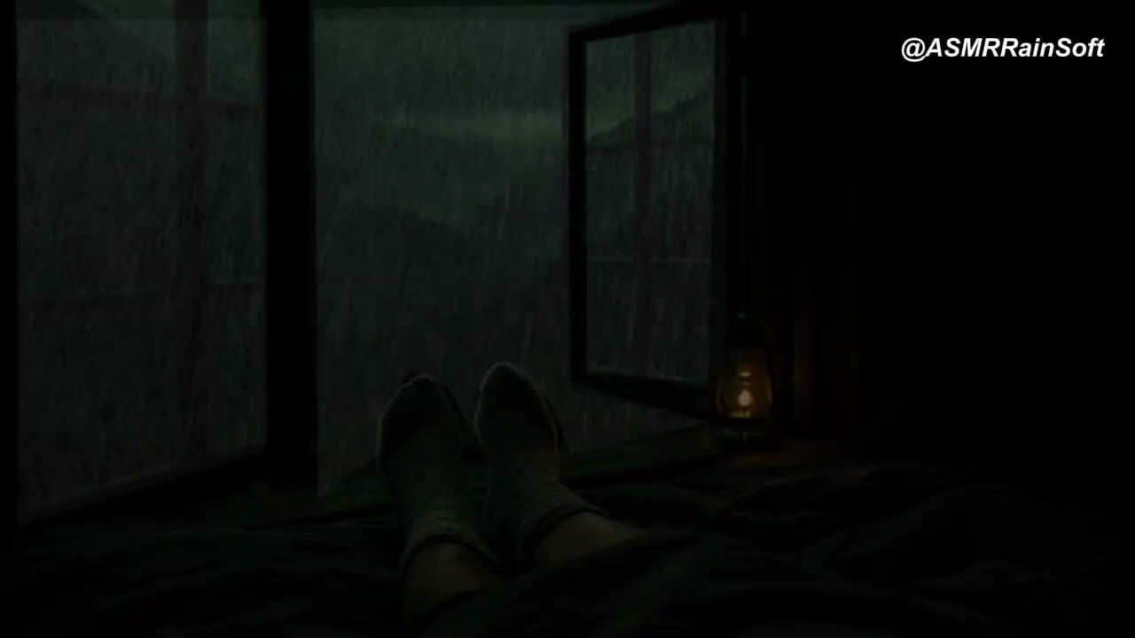 Gentle Rainfall in Outside Window | Peaceful Bedroom for and Deep Sleep