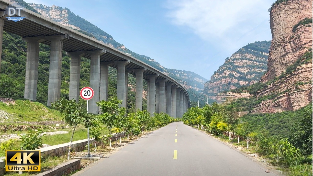 Driving in a Magnificent Valley - Taihang No. 1 Tourist Highway 4K HDR - Shanxi, China