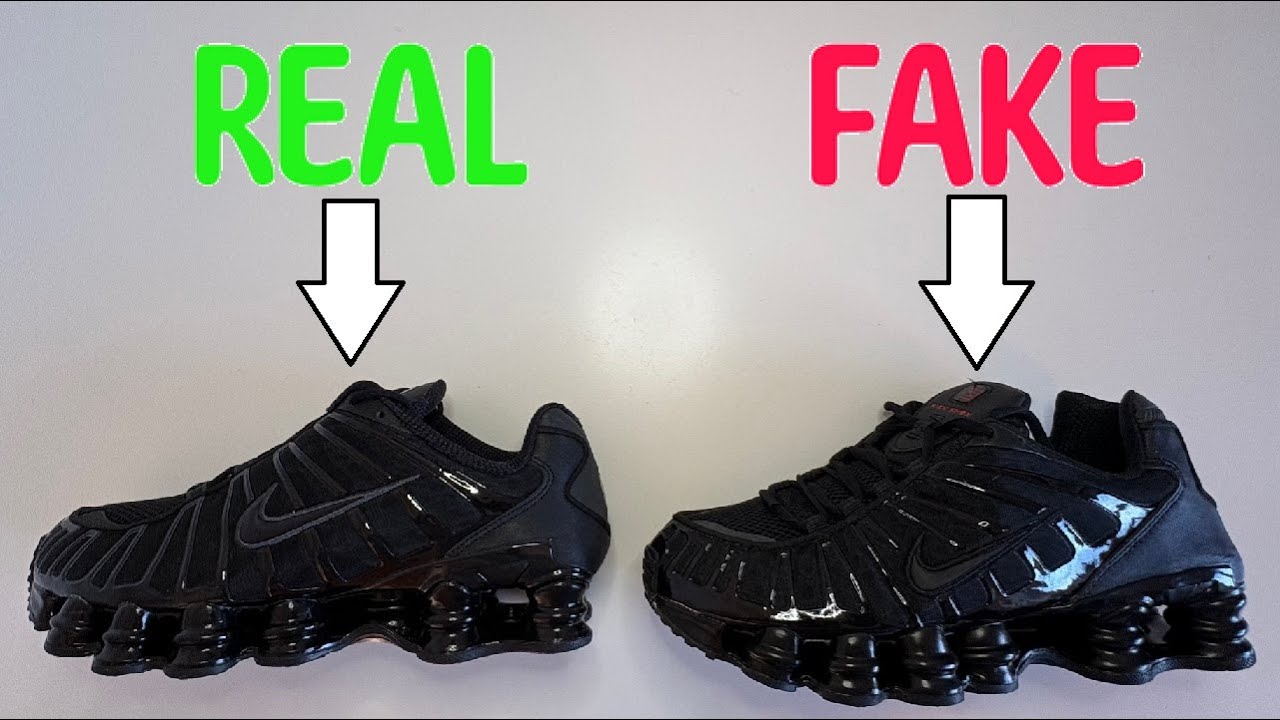Сравнение оригинальных и поддельных кроссовок Nike Shox TL