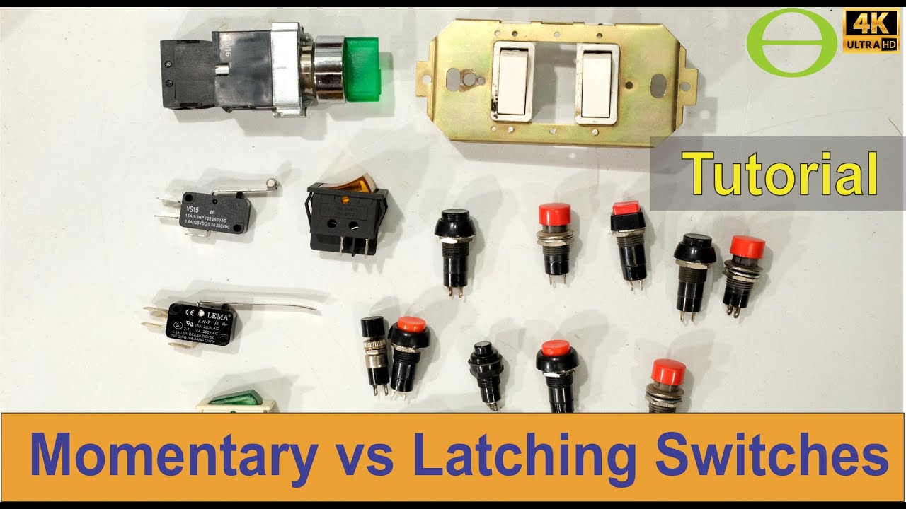 What is the difference between a momentary switch and a latching switch?